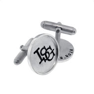 Picture of Sterling Silver with Sterling Silver Rimmed Round Cuff Links
