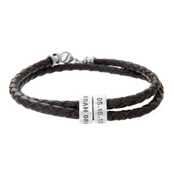 Picture of Leather Bracelet with Custom Silver Loops
