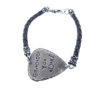 Picture of Leather and Silver Guitar Pick Bracelet