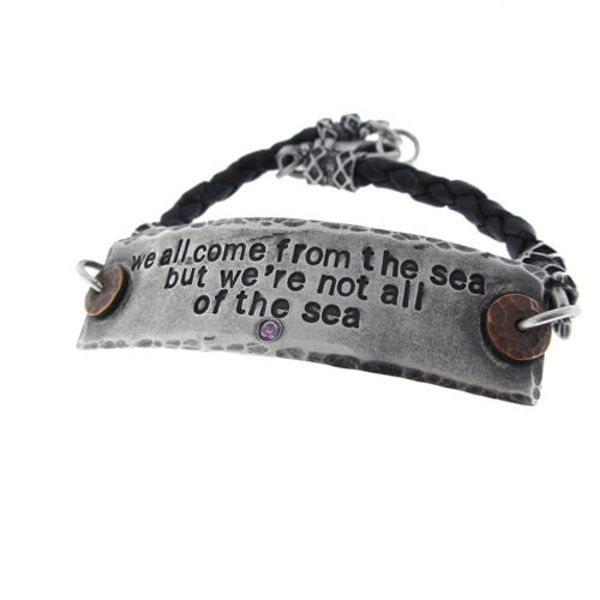 Picture of Leather and Silver Rustic Bracelet with Stone
