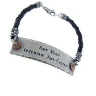 Picture of Leather and Silver Inspirational Bracelet