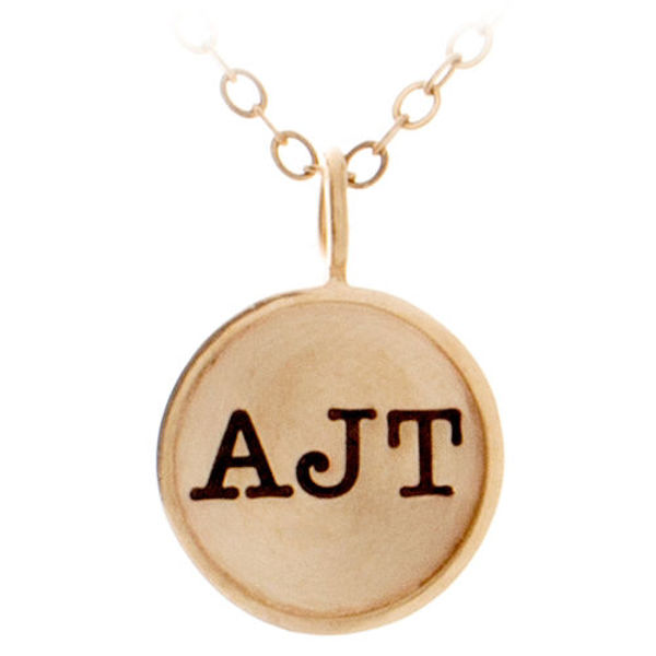 Picture of 14K Gold 5/8" Round Initial Charm with 14K Gold Rim