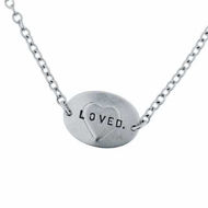 Picture of Sterling Silver Embossed Heart Oval Charm Necklace