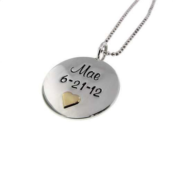 Picture of Sterling Silver 7/8" Round Charm with 14k Gold Heart