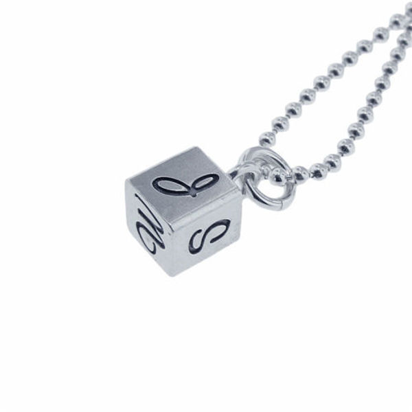 Picture of Personalized Silver Cube Charm Necklace