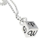 Picture of Personalized Silver Cube Charm Necklace