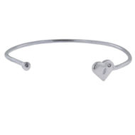 Picture of Sterling Silver Open Heart Diamond Cuff Bracelet