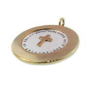 Picture of Silver and Wide Gold Rimmed Charm with Gold Cross