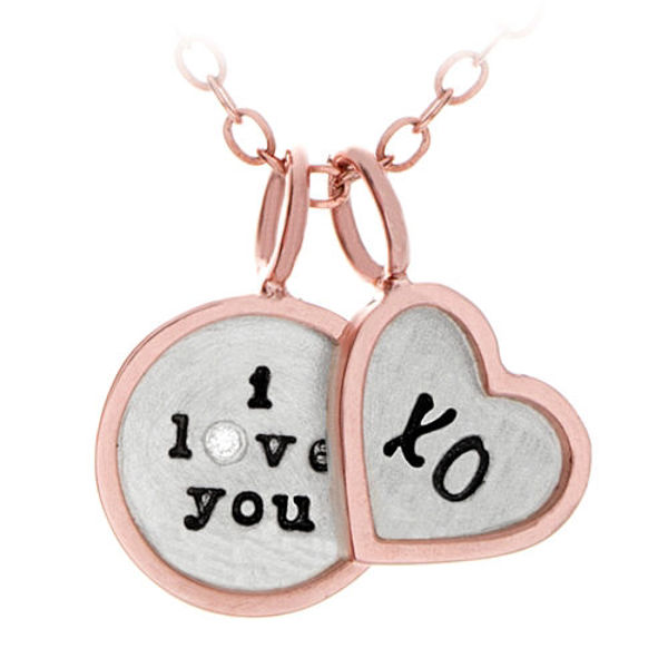 Picture of Sterling Silver and 14K Gold Rimmed Double Charm Necklace