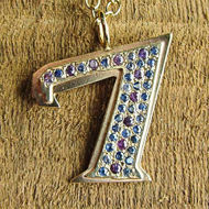 Picture of 14K Gold Pave Sapphire Necklace - Custom Shape
