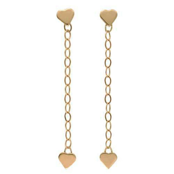 Picture of 14k Gold Heart Dangle Earrings